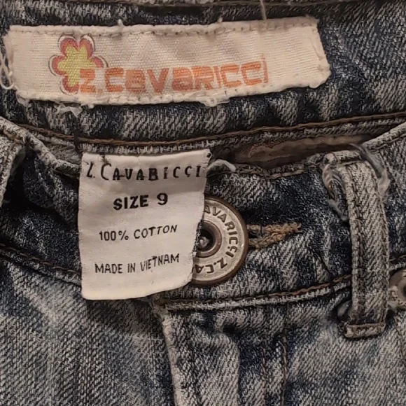 Z. Cavaricci Blue Flare Jeans with Distressed Patches - Picture 3 of 12